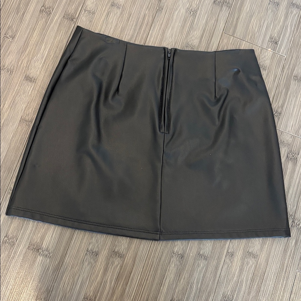 Altar'd State Black Leather mini skirt with slit - Picture 3 of 6